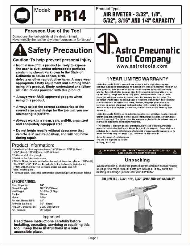 Astro Pneumatic Air Compressor PR14-page_pdf